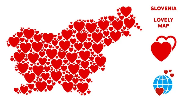 Vektör aşk Slovenya harita mozaik kalplerin