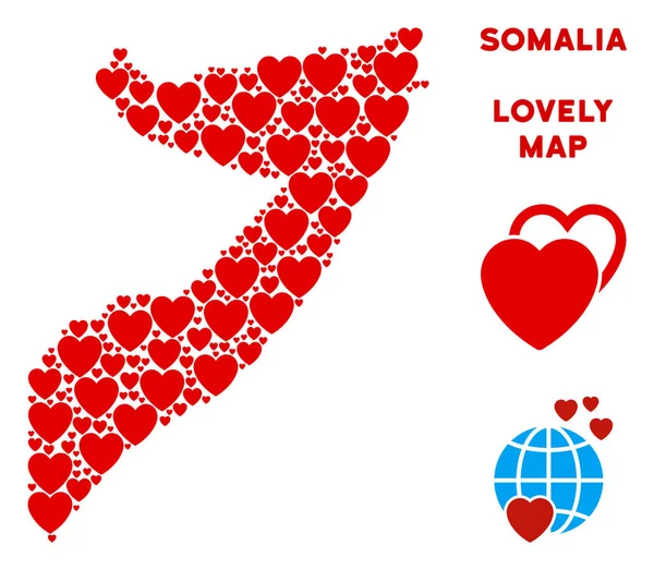 Vektör aşk Somali harita mozaik kalplerin