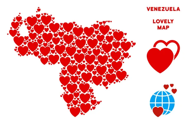 Vector Adorável Venezuela Mapa Composição de Corações —  Vetores de Stock