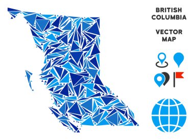 Mavi üçgen British Columbia eyaletinde harita