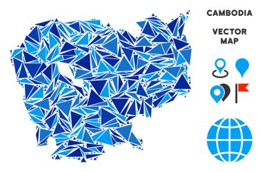 Mavi üçgen Kamboçya Haritası