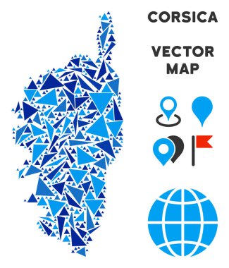 Mavi üçgen Korsika Fransa ada Haritası