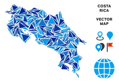 Mavi üçgen Kosta Rika Haritası