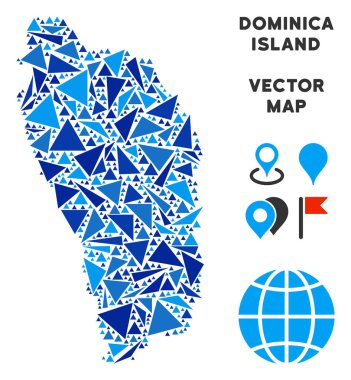 Mavi üçgen Dominica Ada Haritası