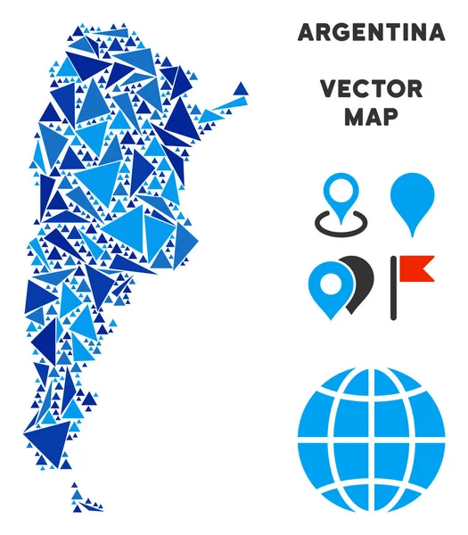 Argentyna-mapa niebieski trójkąt — Wektor stockowy