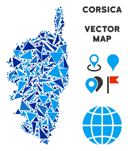 Mavi üçgen Korsika Fransa ada Haritası