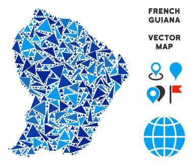 Mavi üçgen Fransız Guyanası Haritası