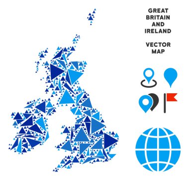 Mavi üçgen Büyük Britanya ve İrlanda Haritası