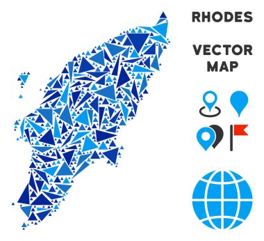 Mavi üçgen Yunan Rodos Adası Haritası