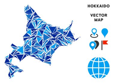 Mavi üçgen Hokkaido Adası Haritası