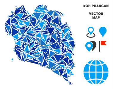 Mavi üçgen Koh Samui Tayland ada Haritası