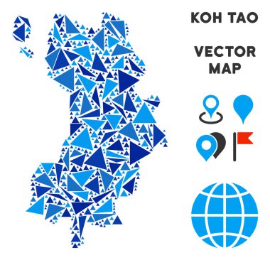 Mavi üçgen Koh Tao Tayland ada Haritası