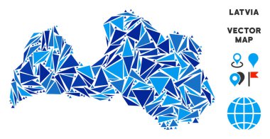 Mavi üçgen Letonya haritası