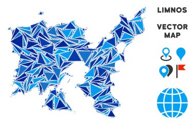 Mavi üçgen Limnos Yunan Adası Haritası