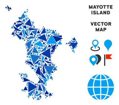 Mavi üçgen Mayotte Adası Haritası