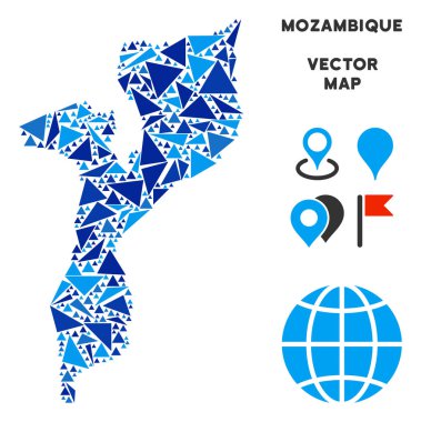 Mavi üçgen Mozambik Haritası