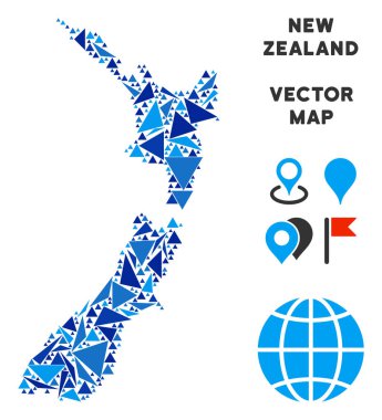 Mavi üçgen Yeni Zelanda Haritası