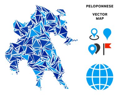 Mavi üçgen Mora Yarımadası Haritası