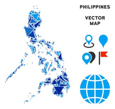 Mavi üçgen Filipinler Haritası