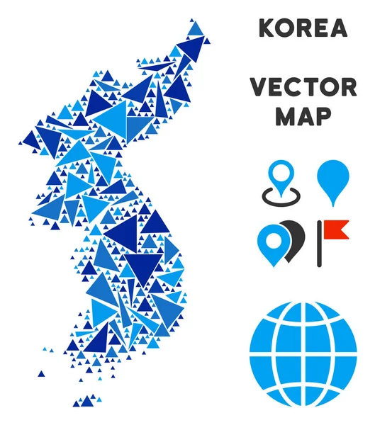 Mavi üçgen Kuzey ve Güney Kore Haritası
