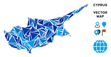 Mavi üçgen Kıbrıs ada Haritası