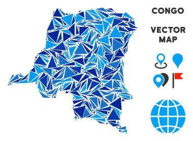 Mavi üçgen Demokratik Cumhuriyeti Kongo Haritası