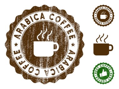 Arabica kahve damga mühür Grunge yüzeyli