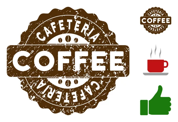Sello de insignia de cafetería con textura rayada — Vector de stock