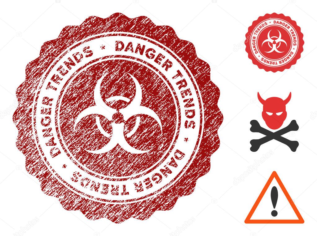 Biohazard Danger Trends Seal with Scratched Style