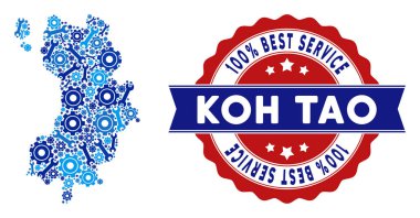 Hizmet araçları mozaik Koh Tao Tayland Adası Haritası