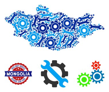 Hizmet araçları kolaj Moğolistan haritası