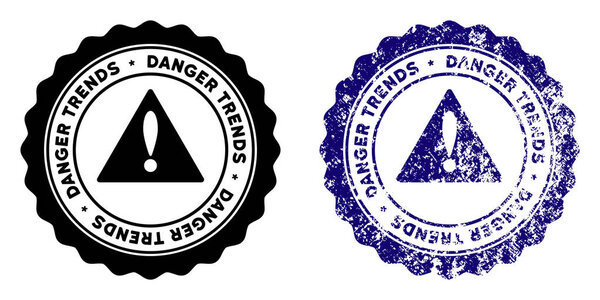 Danger Trends Warning Stamp with Scratched Texture