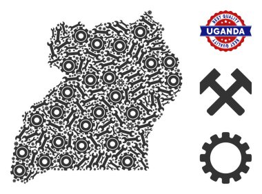 Onarım araçları kolaj Uganda Haritası