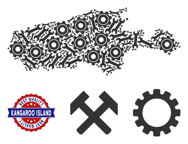 Composición Isla Canguro Mapa de Herramientas Industriales — Vector de stock