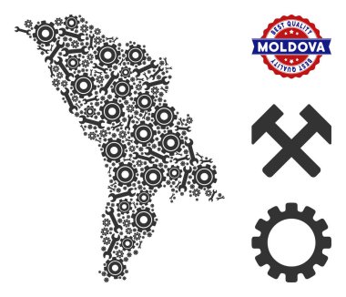 Onarım araçları mozaik Moldova Haritası