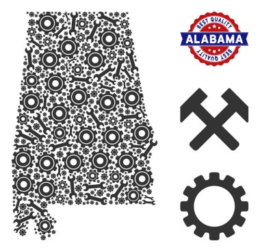 Onarım araçları kompozisyon Alabama Eyalet haritası