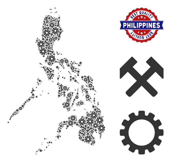 Mapa Filipiny skład narzędzi serwisowych — Wektor stockowy