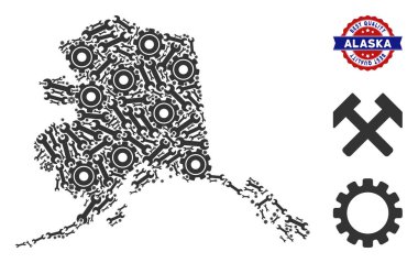 Endüstriyel araçlar kompozisyon Alaska Haritası