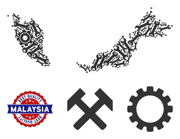 Peta Alat Perbaikan Komposisi Malaysia - Stok Vektor