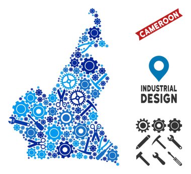 Ekipman Afrika Kamerun Haritası mozaik