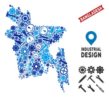 Enstrüman Bangladeş harita mozaik