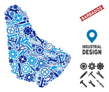 Endüstriyel Barbados Haritası kolaj