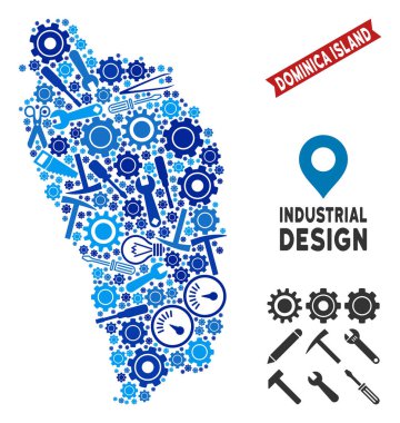 Endüstriyel Dominica Ada harita kompozisyon