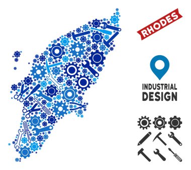 Ekipman Yunan Rodos Adası harita kompozisyon