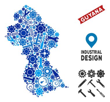 Enstrüman Guyana Haritası kompozisyon