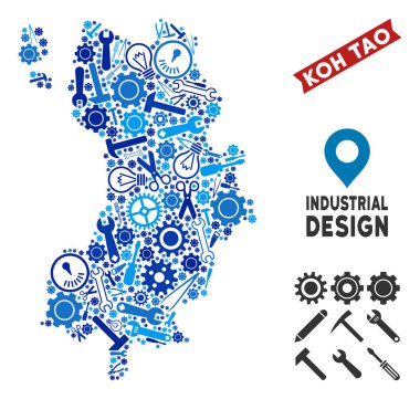 Endüstriyel Koh Tao Tayland Adası harita kolaj