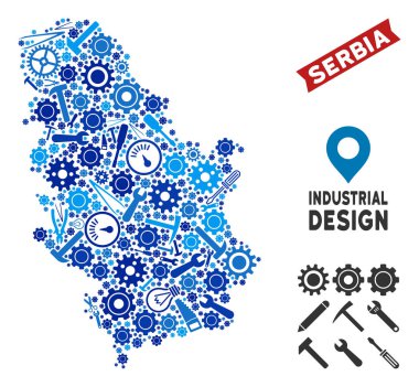 Endüstriyel Sırbistan harita kolaj