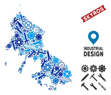 Hizmet Skyros Yunan Adası harita mozaik