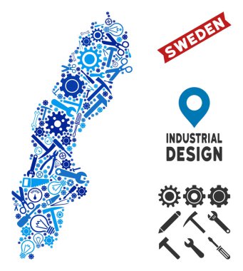 Ekipman İsveç harita kolaj