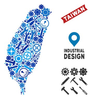 Ekipman Tayvan Adası harita kolaj